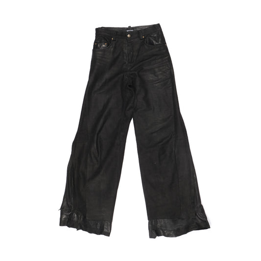 LEATHER REWORKED FLARED PANTS