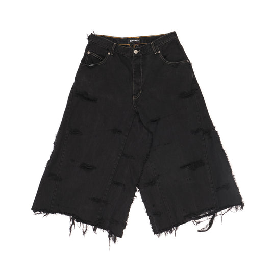 BLACK METAL DENIM SHORTS
