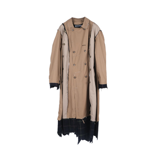 PANELED TRENCH OVERSIZE TARTAN RECYCLED