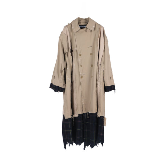 PANELED TRENCH OVERSIZE TARTAN RECYCLED