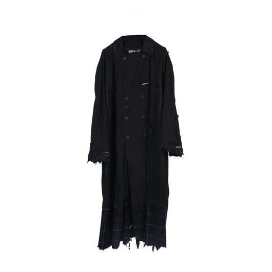 PANELED TRENCH OVERSIZE TARTAN RECYCLED