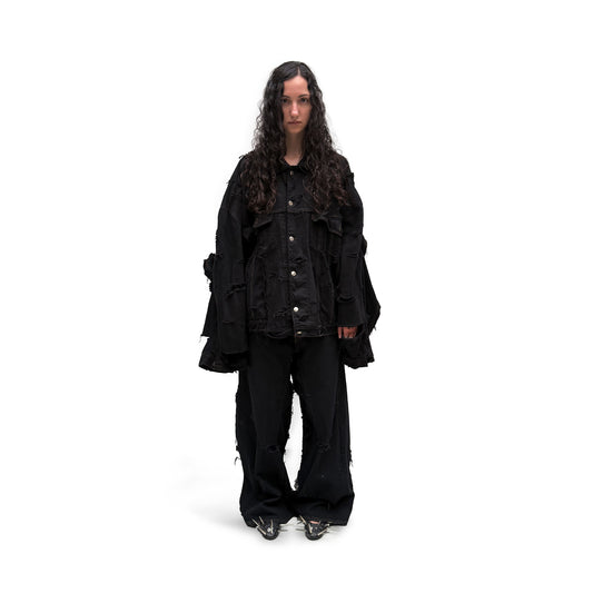 OVERSIZE DISTRESSED DARK JEANS